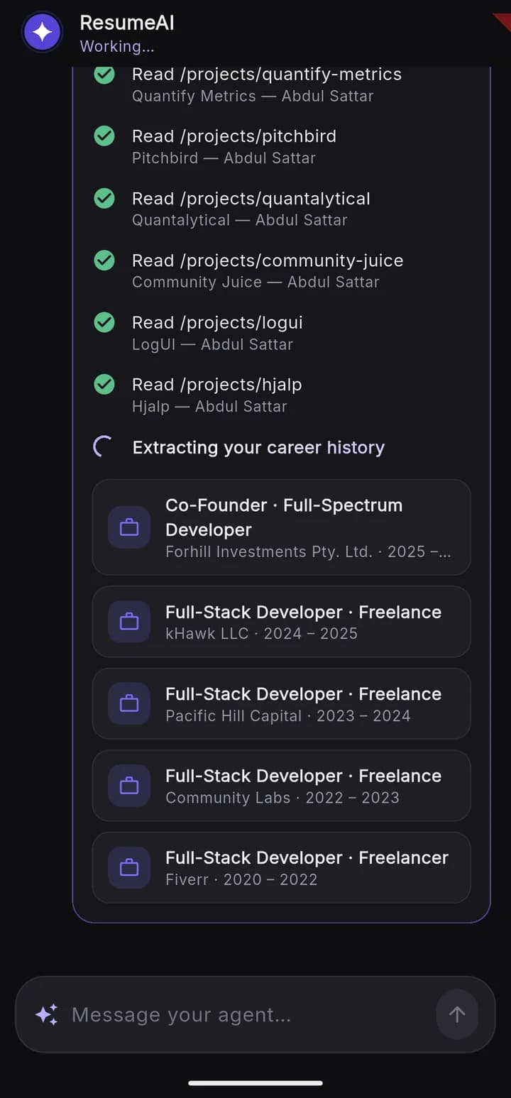 Your profile, built for you: Jobs, projects and skills, ready to check.